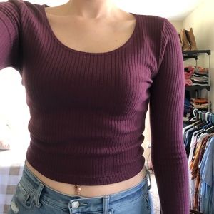 Long sleeve purple crop top